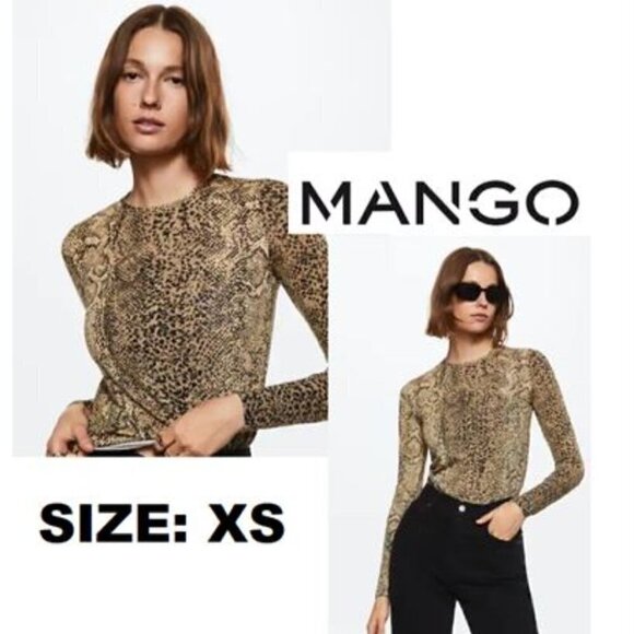Nwt - Mango, Women’s Printed Long Sleeve T-Shirt. Size : Xs. - Picture 2 of 12